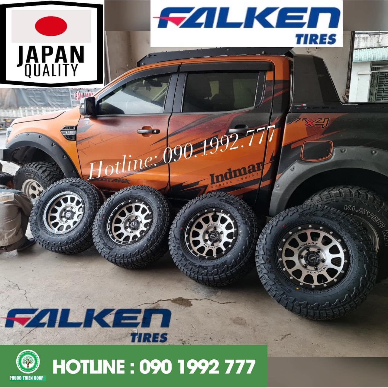 Độ lốp offroad 255/70R16 Falken AT3W Nhật Bản cho Ford Ranger Wildtrack